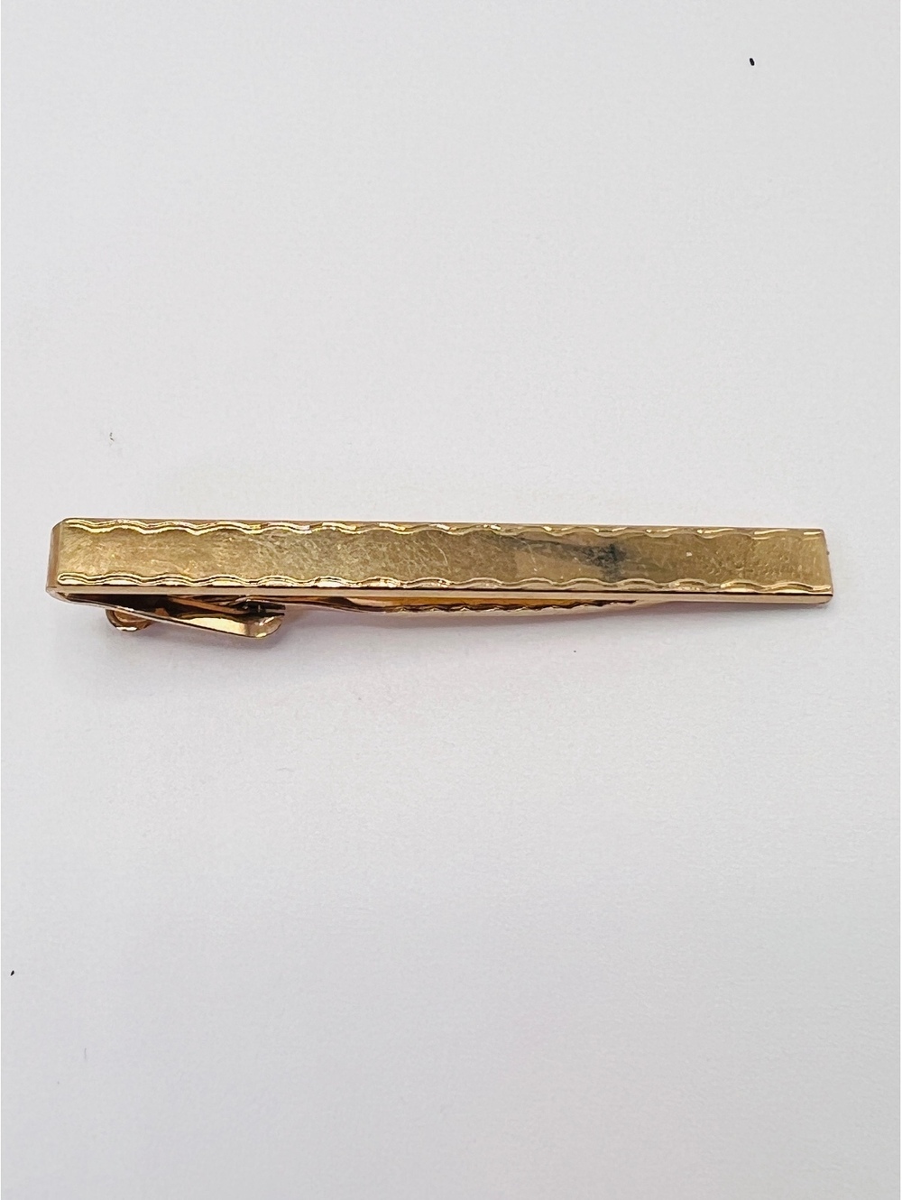 Vintage 1940s Swank Gold Tone Tie Clip Pentagon S Hallmark Mid Century